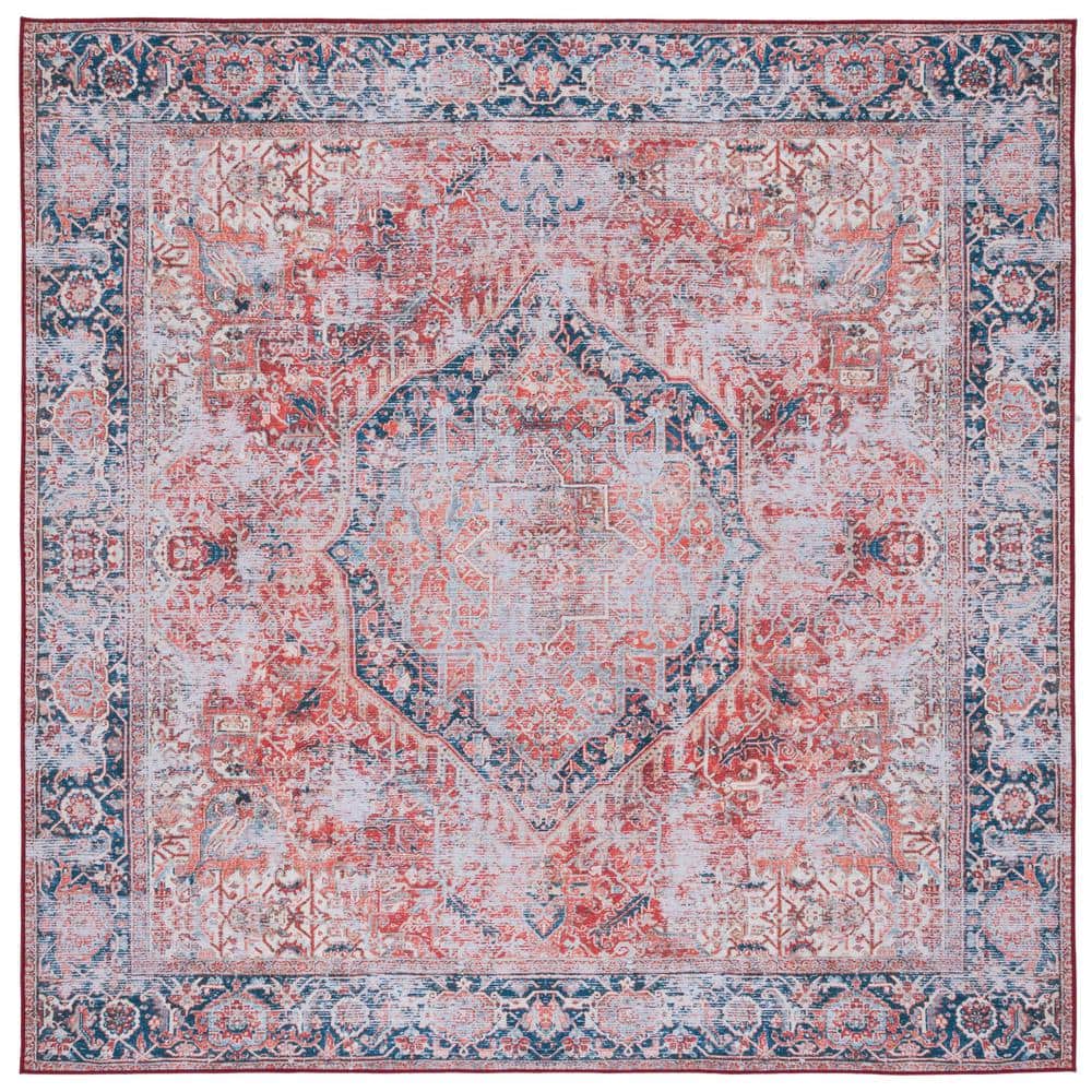 SAFAVIEH Tucson Rust/Navy 6 ft. x 6 ft. Machine Washable Distressed