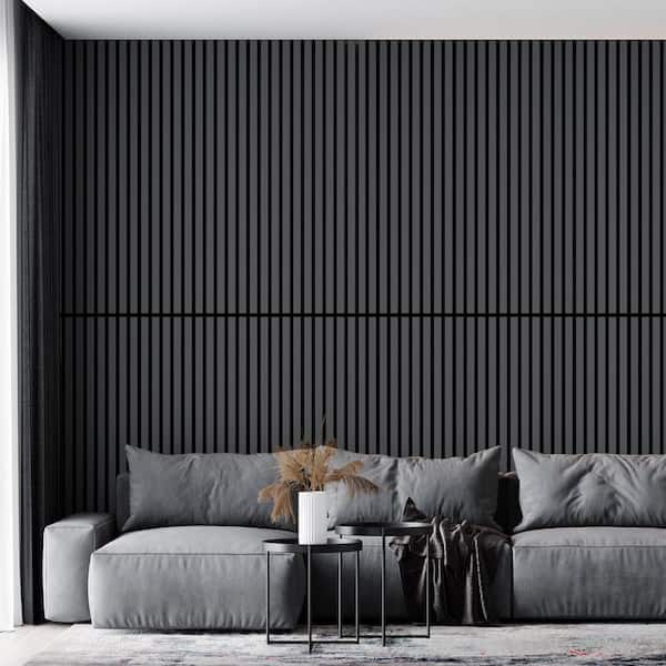 Art3d 4/5 in. x 2 ft. x 4 ft. Black Slat MDF Decorative Acoustic