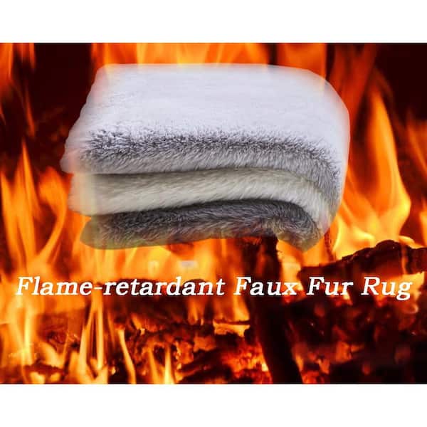 iliebe Mmlior Light Gray 5 ft. x 8 ft. Soft Faux Rabbit Fur Area