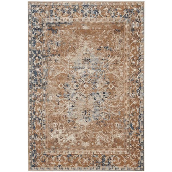 Kathy Ireland Home Malta Taupe 4 ft. x 6 ft.  Traditional Persian Area Rug