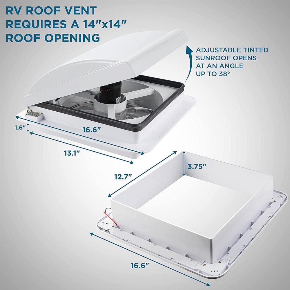 Hike Crew 14" White Roof Vent Fan with Remote Control