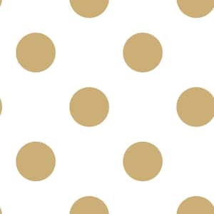 Dotty White/Gold White/Gold Paper Strippable Roll (Covers 56 sq. ft.)