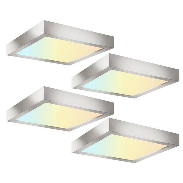 RUN BISON 4-Pack 9 in. Brushed Nickel Selectable LED Integrated LED ...