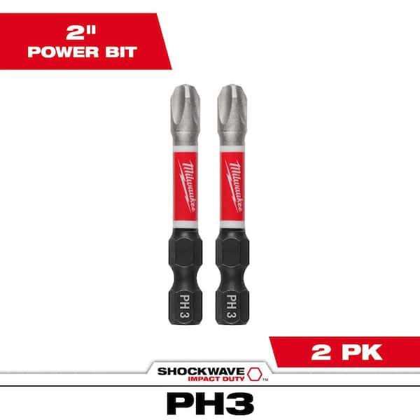 SHOCKWAVE Impact Duty 2 in. Phillips #3 Alloy Steel Screw Driver Bit (2-Pack)
