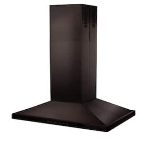 42 in. 400 CFM Convertible Island Mount Range Hood in Black Stainless Steel