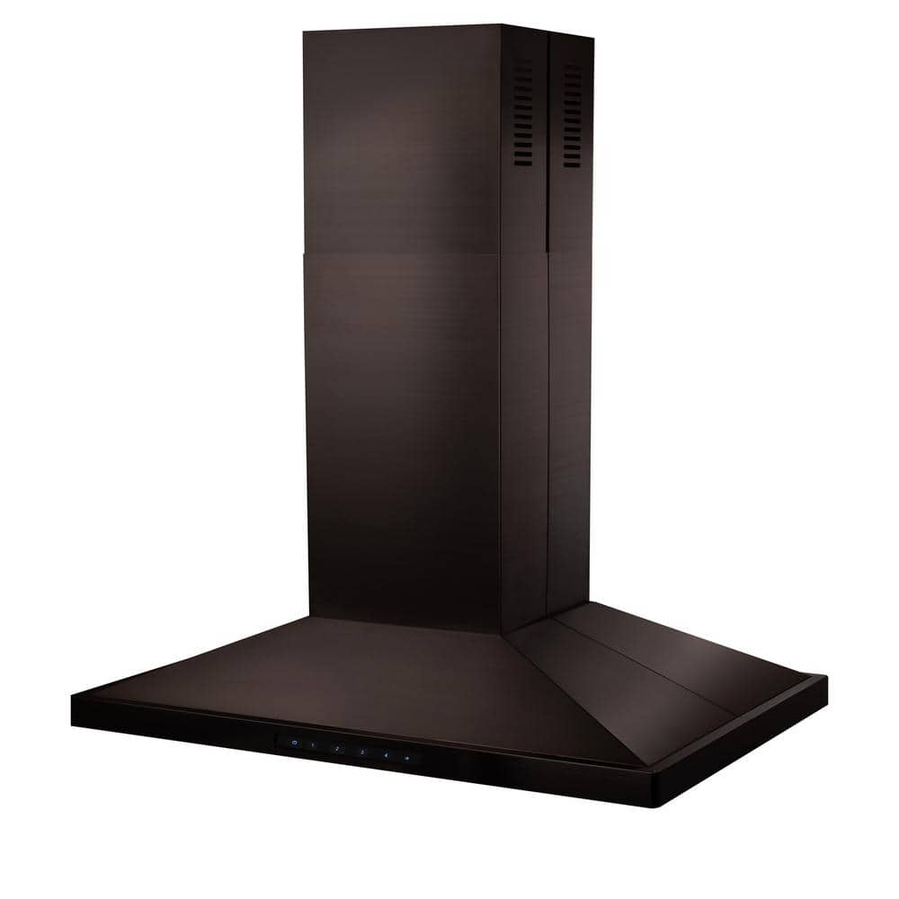 48 in. 400 CFM Convertible Island Mount Range Hood in Black Stainless Steel