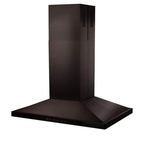ZLINE Kitchen and Bath 48 in. 400 CFM Convertible Island Mount Range Hood in Black Stainless Steel