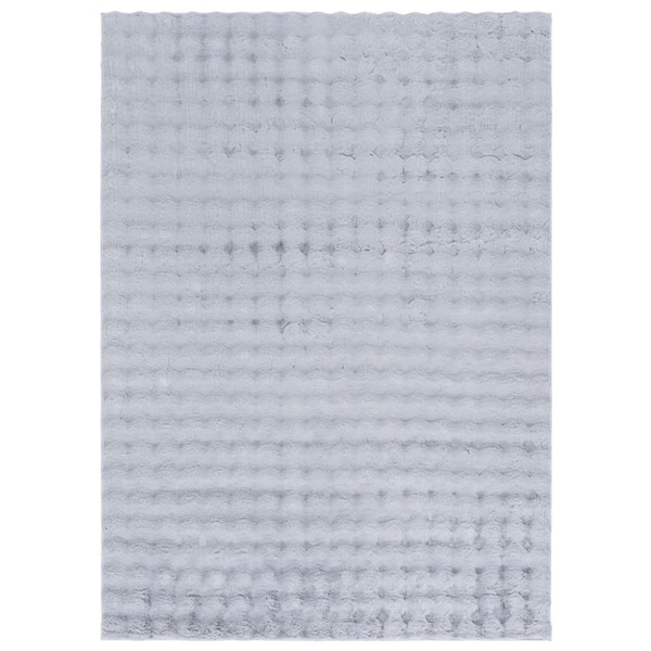 SAFAVIEH Faux Rabbit Bubble Gray 3 ft. x 5 ft. Machine Washable Solid High-Low Area Rug