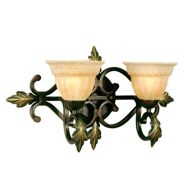 AF Lighting Provencal 2-Light Cashmere Vanity Sconce with Golden Glow Glass Shades