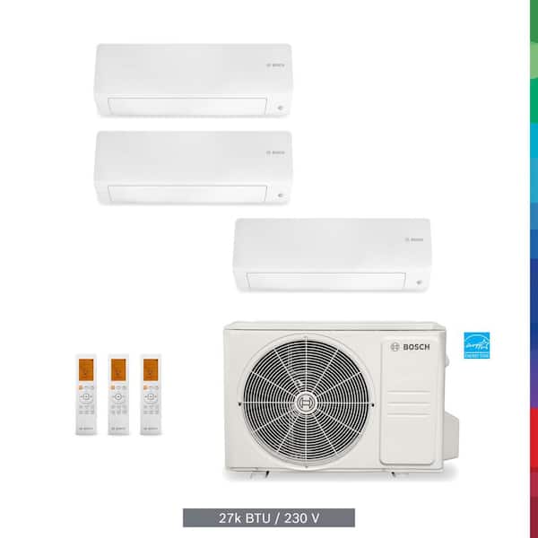 Bosch Gen 3-Climate 5000 PRO-pack 3-Zone 27,000 BTU 2.25 Ton Ductless Mini Split Air Conditioner with Heat Pump 230-Volt