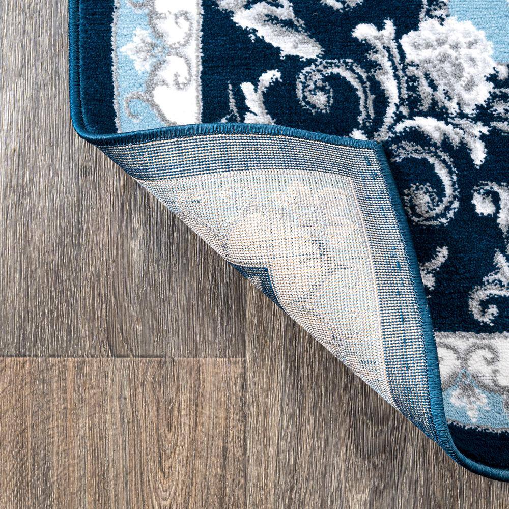 Navy and Blue Synthetic 8' x 10' Reversible Area Rug