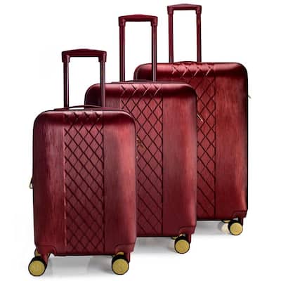 Diamond 3-Piece Burgundy Expandable Luggage Set
