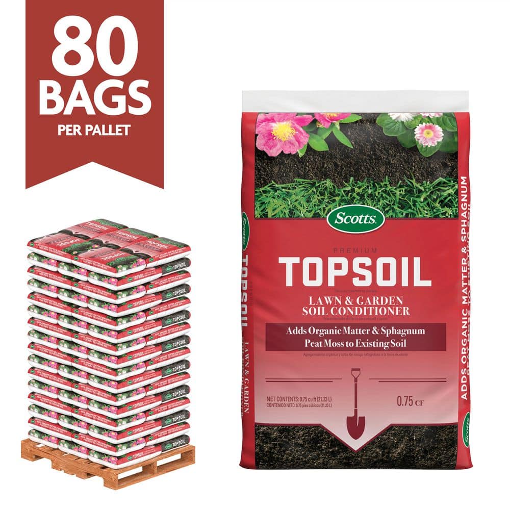 Scotts Premium Topsoil, Lawn and Garden Soil Conditioner Bulk Pallet, 0.75 cu. ft., Pallet of 80