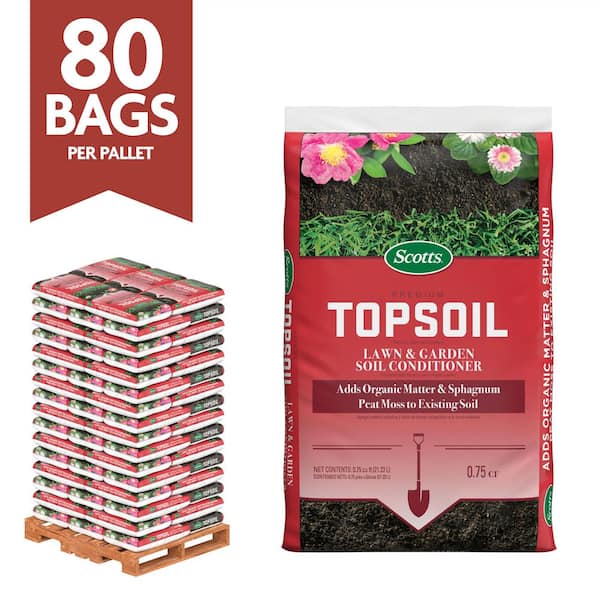 Premium Topsoil, Lawn and Garden Soil Conditioner Bulk Pallet, 0.75 cu. ft., Pallet of 80