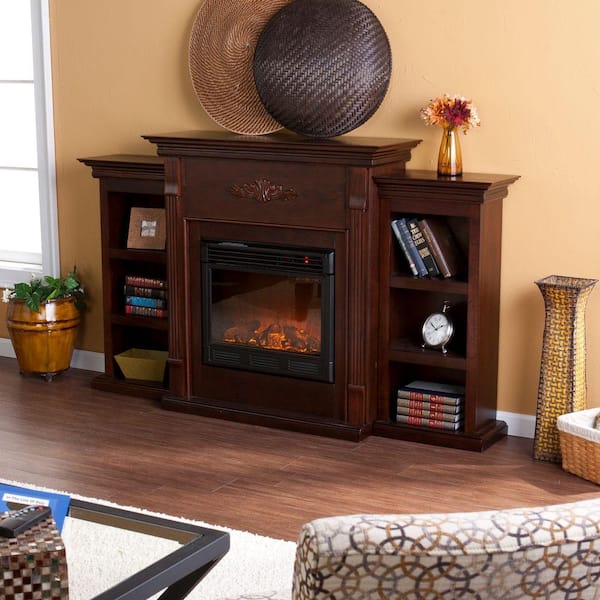 In Freestanding Electric Fireplace, Southern Enterprises Griffin Electric Fireplace With Bookcases Ivory