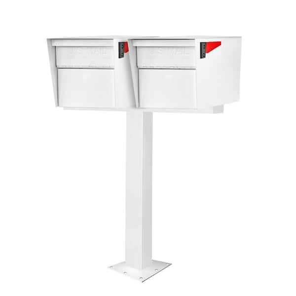 Mail Manager Street Safe X2 Rear Locking Mailbox Combo Kit, Surface Mount, Alpine White, 2 Compartment Security Cluster