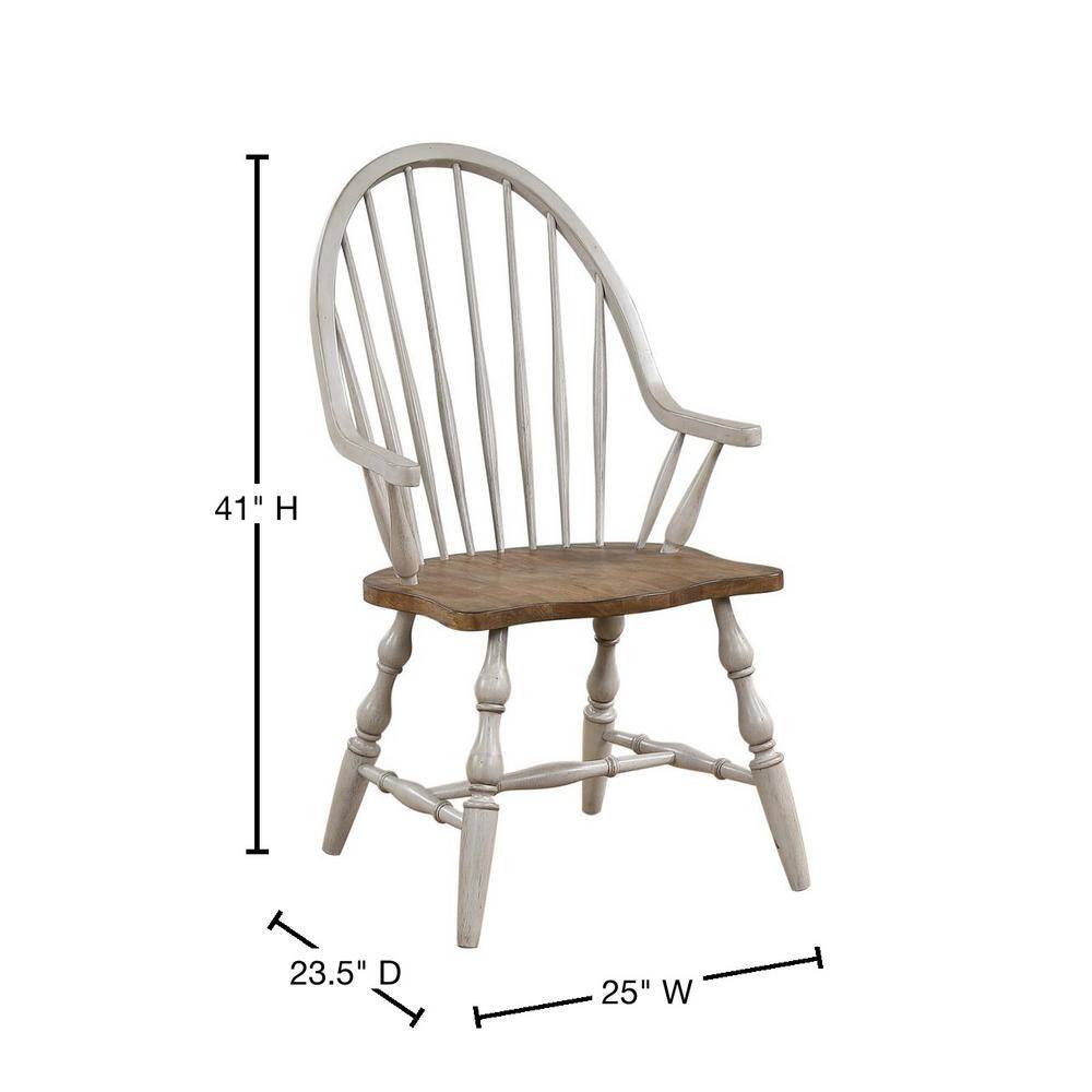 Light Gray Solid Wood High Windsor Arm Chair