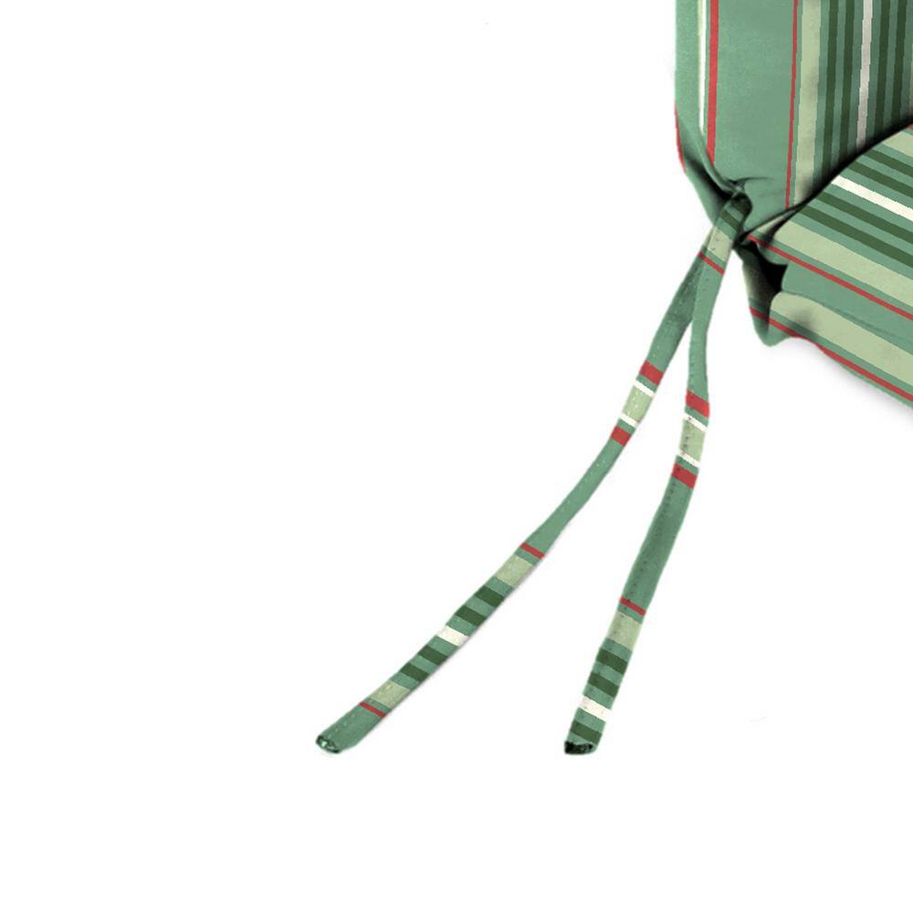 Juanita Almond Green Stripe Outdoor Chair Cushion with Ties and Hanger Loop