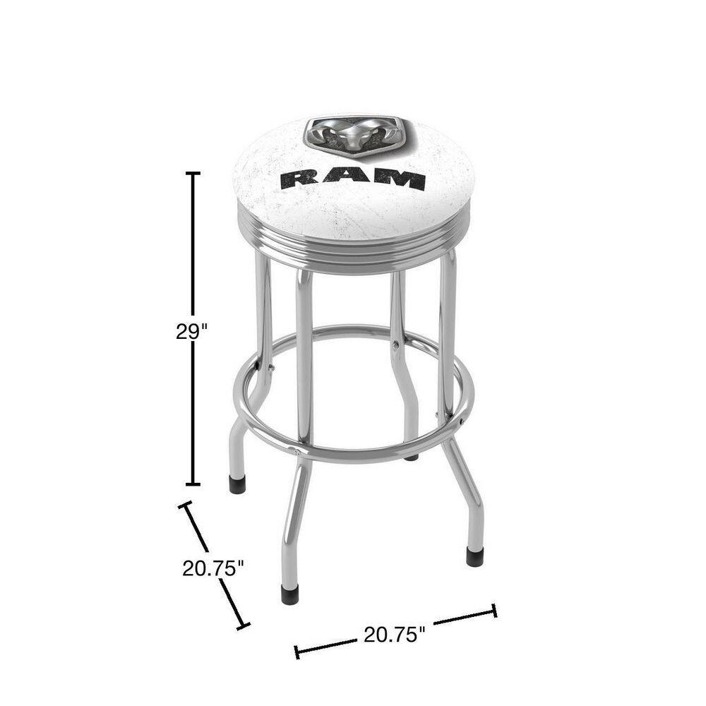 White Vinyl Swivel Bar Stool with Metal Frame