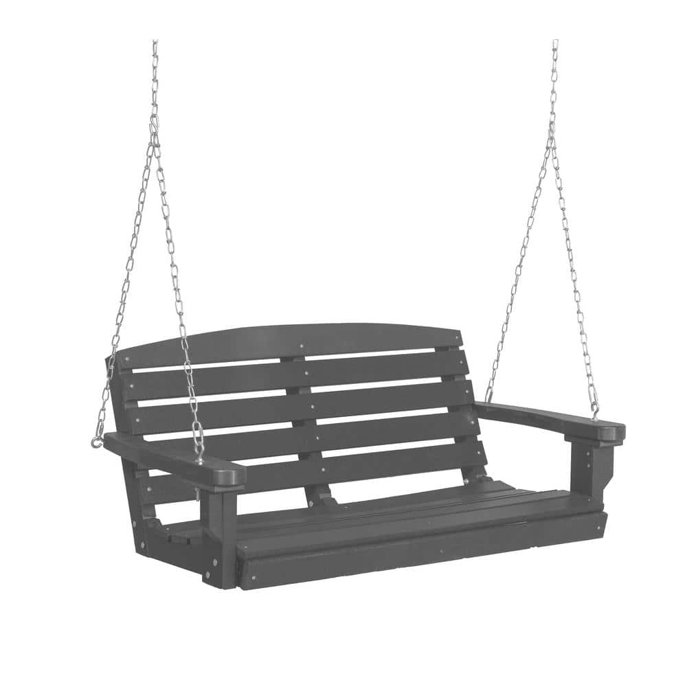 Classic Dark Gray HDPE 2-Person Porch Swing
