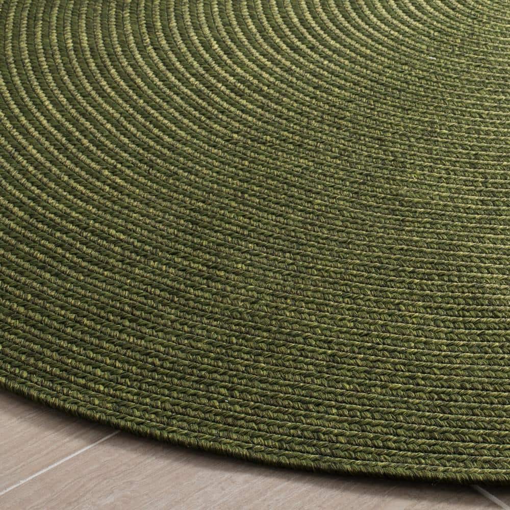 Handwoven Braided Green Synthetic 5' x 8' Oval Area Rug