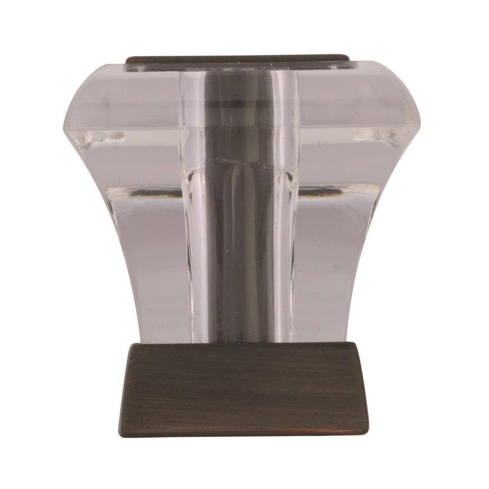 Square Clear Crystal and Oil Rubbed Bronze Cabinet Knob