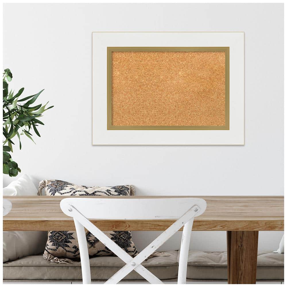 Eva White Gold Framed Natural Cork Bulletin Board