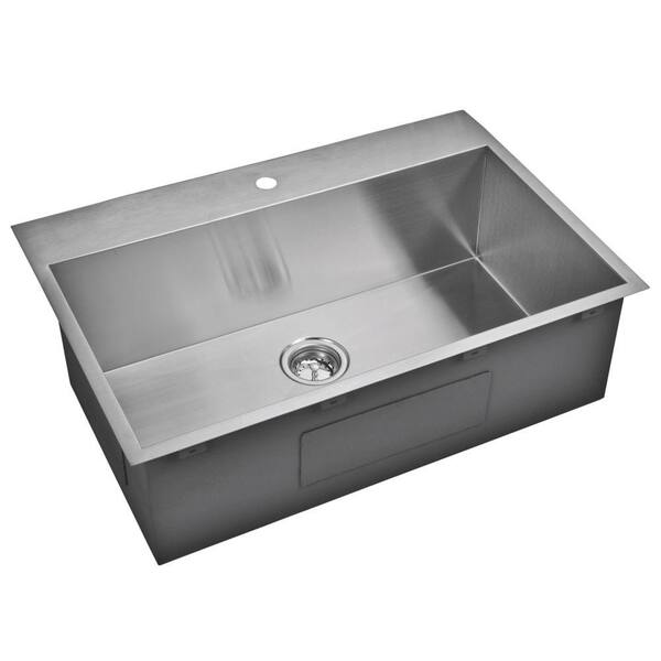 Water Creation Drop In Zero Radius Stainless Steel 33 In 1 Hole Single Bowl Kitchen Sink In Satin Ss Ts 3322a The Home Depot