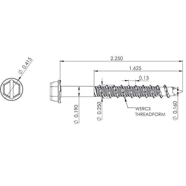 Tapcon 1/4 in. x 2-1/4 in. Hex-Washer-Head Concrete Anchors