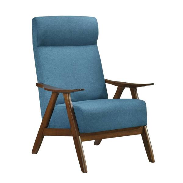 Benjara Blue and Brown Polyester Arm Chair with Attached Back and Loose Cushioned Seat