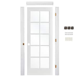 Ready-To-Assemble 28 in. x 80 in. 10-Lite Right-Hand Clear Glass Solid Core MDF Primed Single Prehung Interior Door