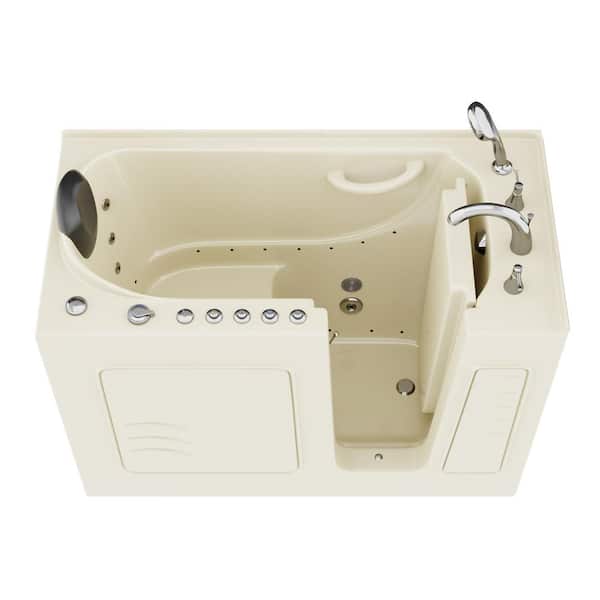 Universal Tubs Safe Premier Series 26 in. L x 53 in. W Right Side Drain Combination Jetted Bathtub in Biscuit with Microbubbles Jet