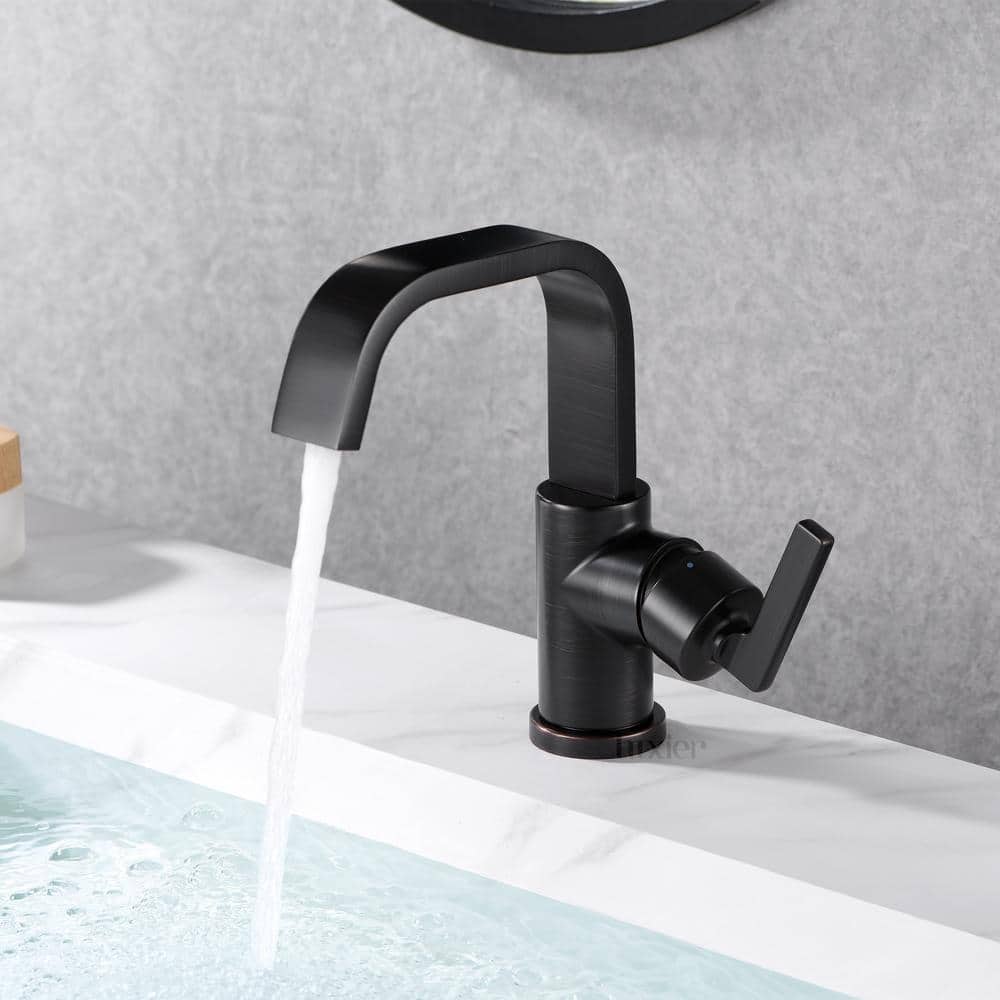 Oil Rubbed Bronze Single Hole Bathroom Faucet with Drain Assembly