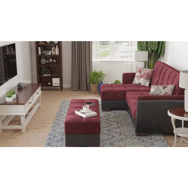 burgundy leather ottoman coffee table