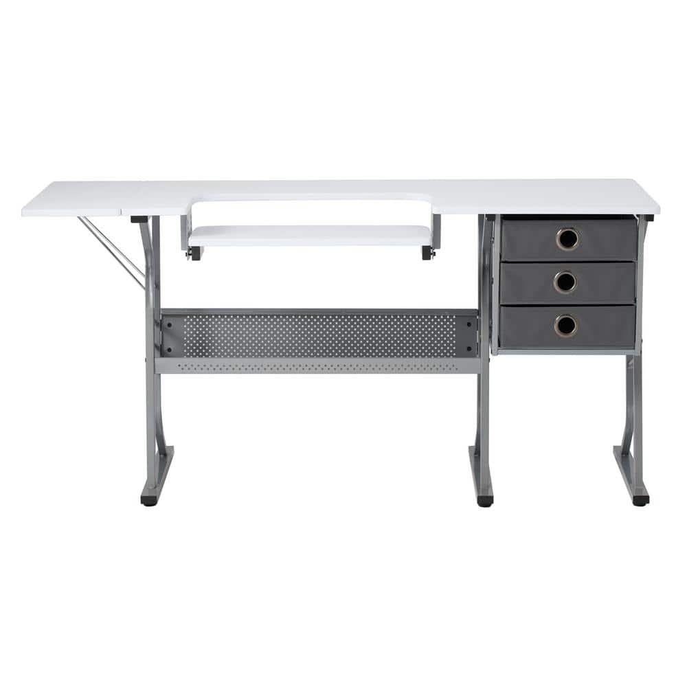 Eclipse Ultra 60.25'' Gray & White Sewing Table with Adjustable Platform