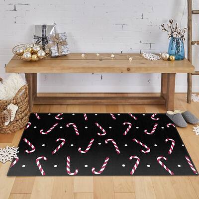 Candy Canes Black 2 ft. 6 in. x 4 ft. 2 in. Scatter Area Rug