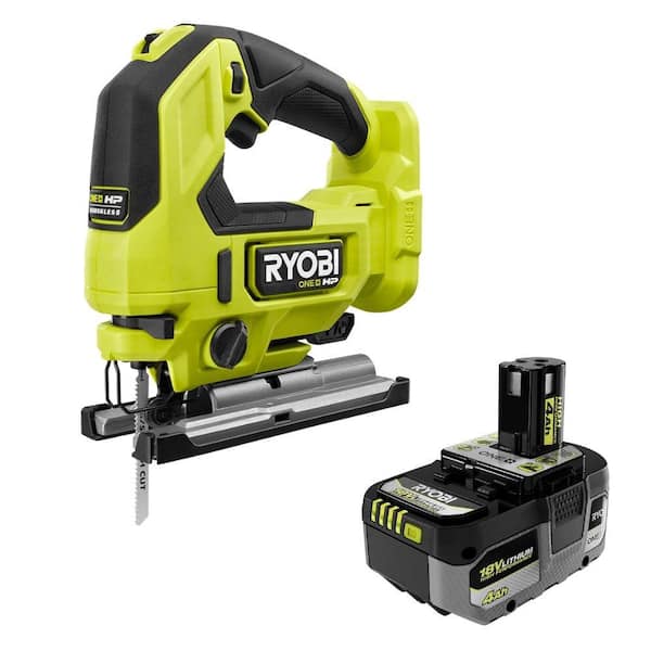 ONE+ HP 18V Brushless Cordless Jig Saw with 4.0 Ah Lithium-Ion HIGH PERFORMANCE Battery