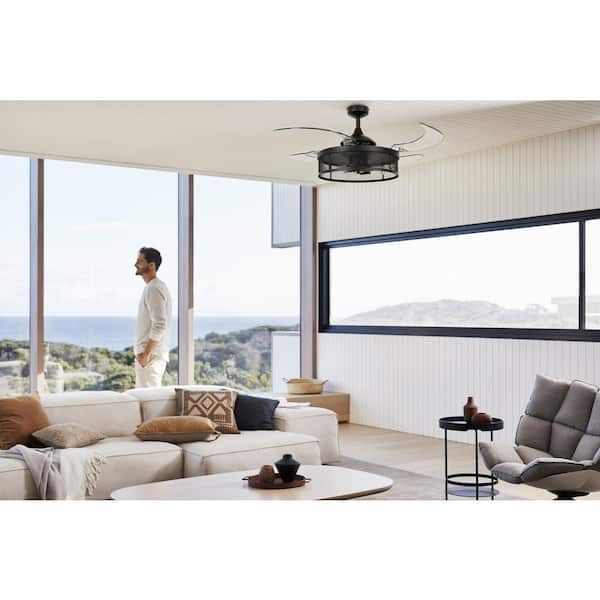 Meridian 48 in. Black AC Ceiling Fan with Light