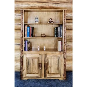 63 in. Medium Brown Wood 3-shelf Standard Bookcase