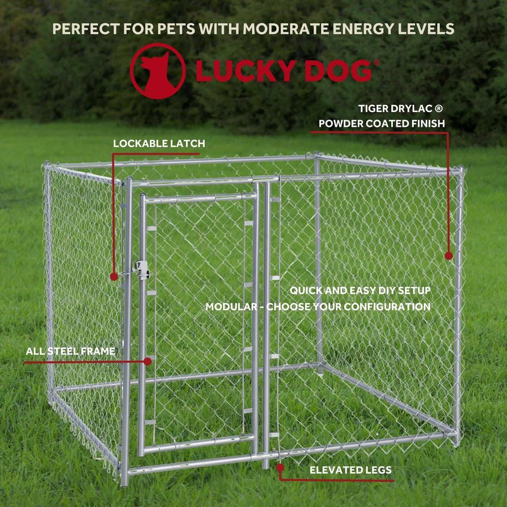 Large Silver Galvanized Steel Chain Link Dog Kennel