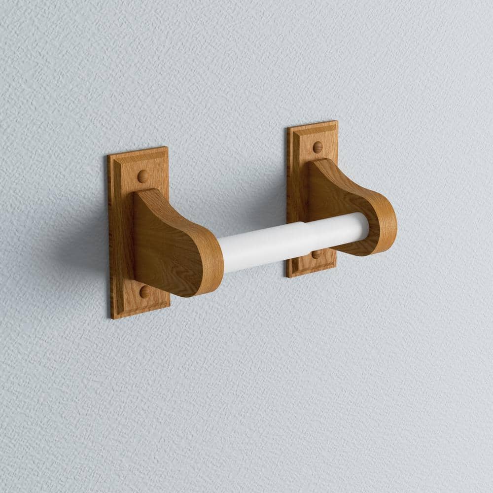 Honey Oak Wall-Mounted Toilet Paper Holder
