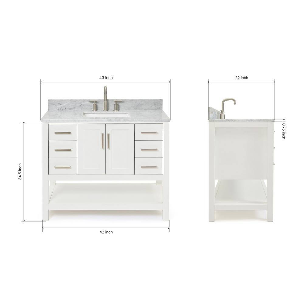White Freestanding Vanity with Carrara Marble Countertop