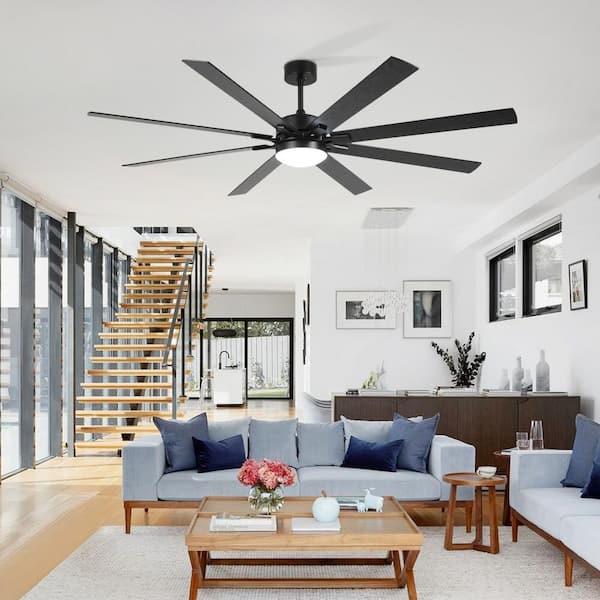 72 in. Black Indoor Ceiling Fan with Light Remote Control, Quiet DC Motor 8-Blade Ceiling Fans 6-Speed Levels