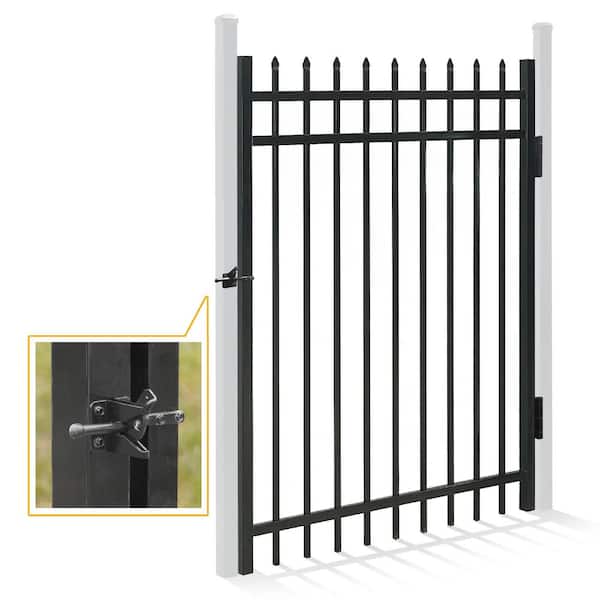 Fencer Wire 4 ft. x 5 ft. Pointed Pinnacle Anti-Rust Metal Fence Gate, Decorative Garden Gate (Single set)