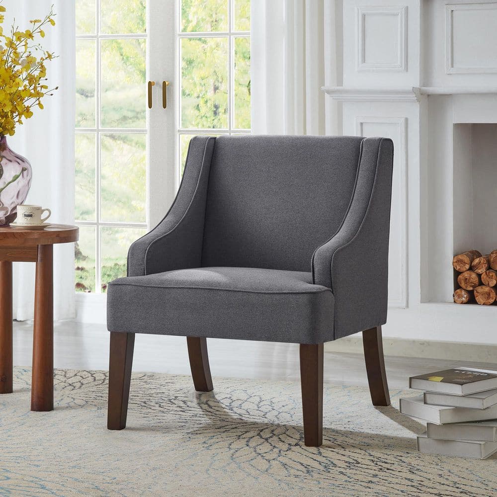 24.25 in. W Dark Gray Linen Occasional Chair with Solid Wood Legs - Reading Armchair for Living Room Bedroom Office price history on PriceWatchPro