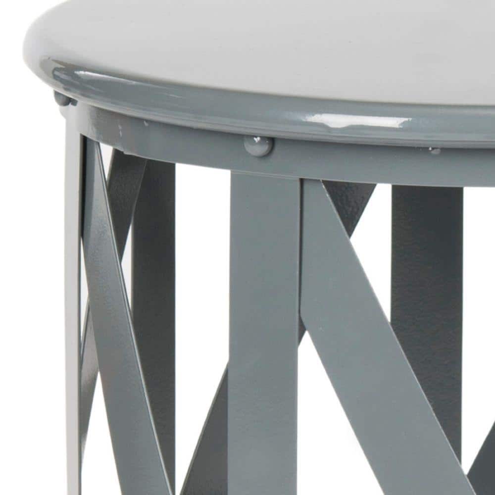 Gray Metal Round Lattice Accent Table
