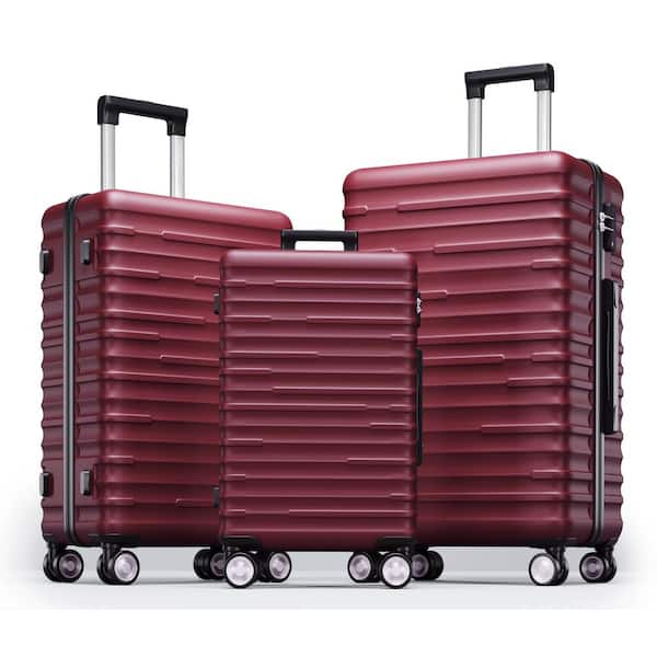Xzkai 3-Piece Red Silent Spinner Wheels Luggage Set