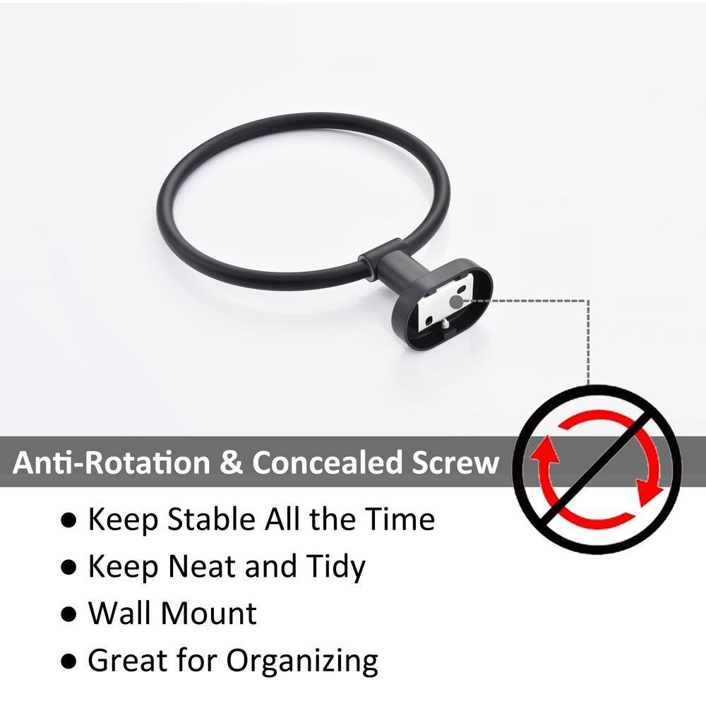 Matte Black Stainless Steel Wall Mounted Towel Ring Set