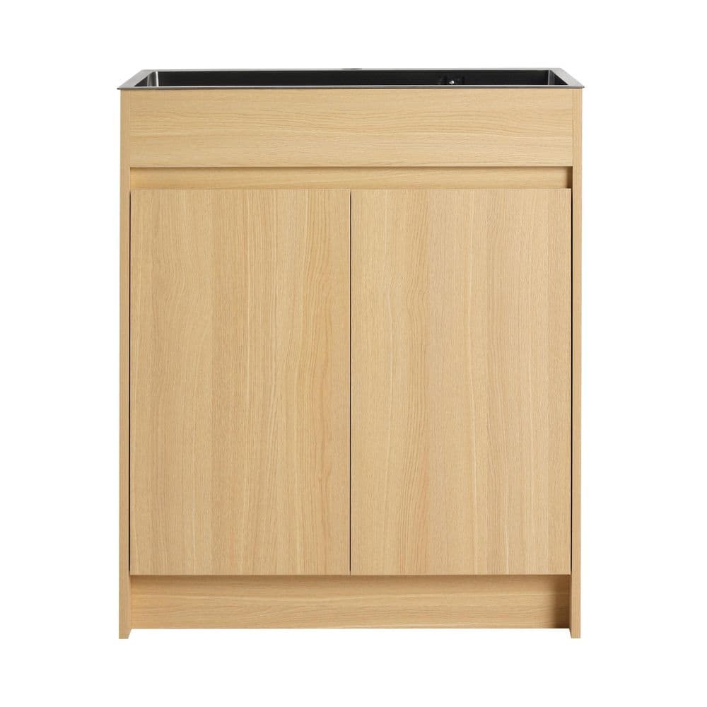 28 in. Freestanding Oak Bath Vanity with Gun Gray Stainless Steel Top Unassembled price history on PriceWatchPro