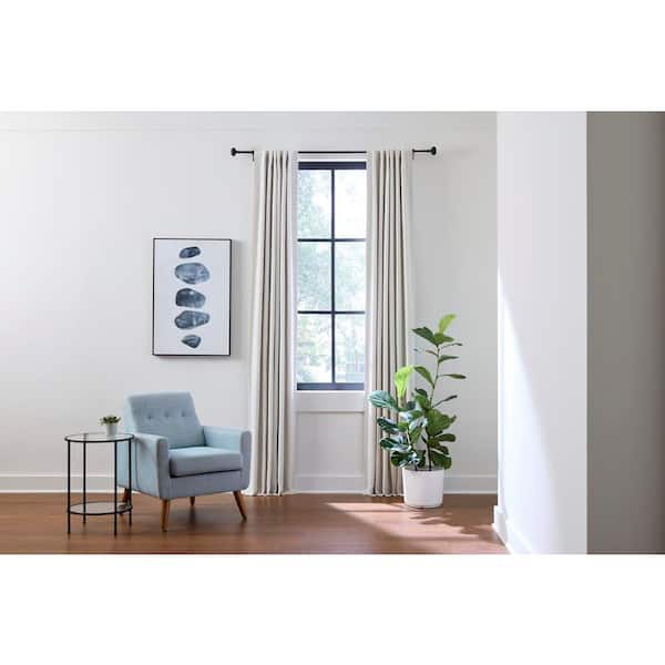 66 in.-120 in. Adjustable 3/4 in. Curtain Rod Kit in Matte Black with Bud Finial